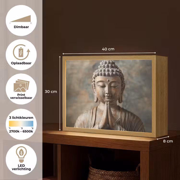 Lightbox - Wandlamp - Boedha - Beeld - Bruin - Rust — 10
