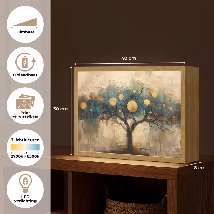 Lightbox - Wandlamp - Boom - Abstract - Bruin - Goud - Industrieel — 10