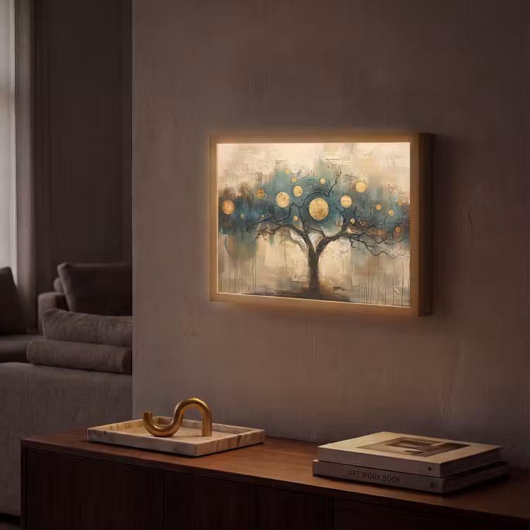 Lightbox - Wandlamp - Boom - Abstract - Bruin - Goud - Industrieel — 2