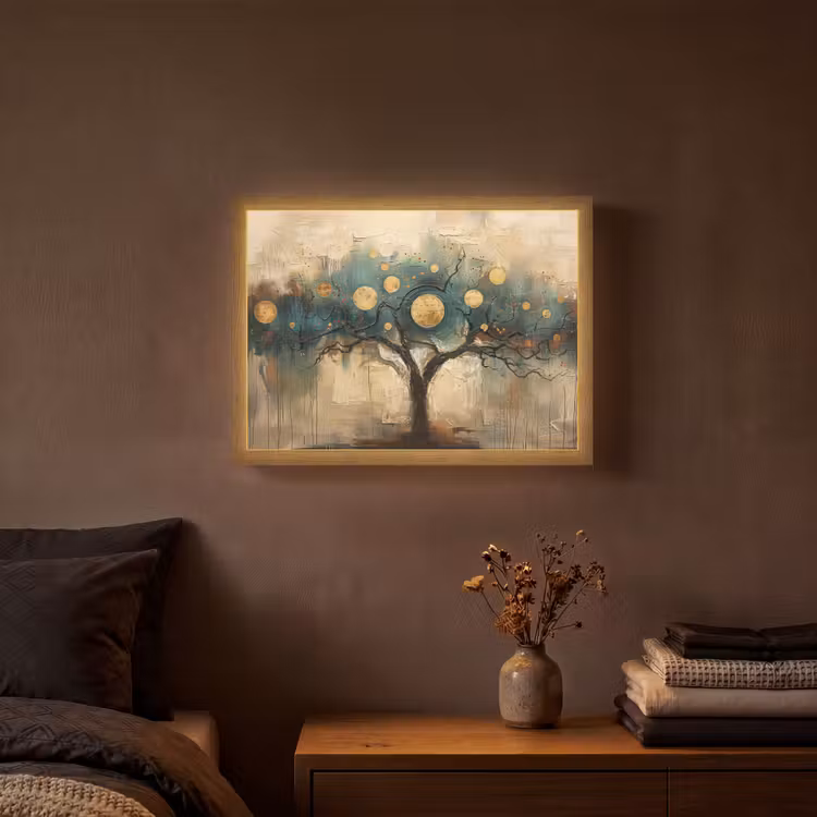 Lightbox - Wandlamp - Boom - Abstract - Bruin - Goud - Industrieel — 3