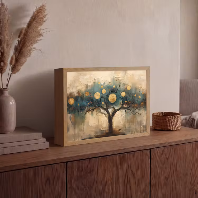 Lightbox - Wandlamp - Boom - Abstract - Bruin - Goud - Industrieel — 4