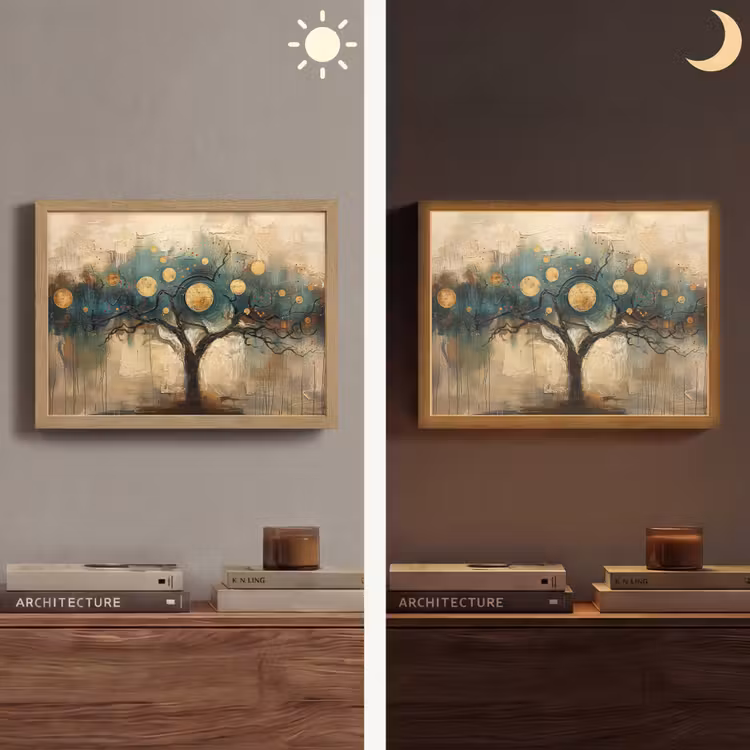 Lightbox - Wandlamp - Boom - Abstract - Bruin - Goud - Industrieel — 6