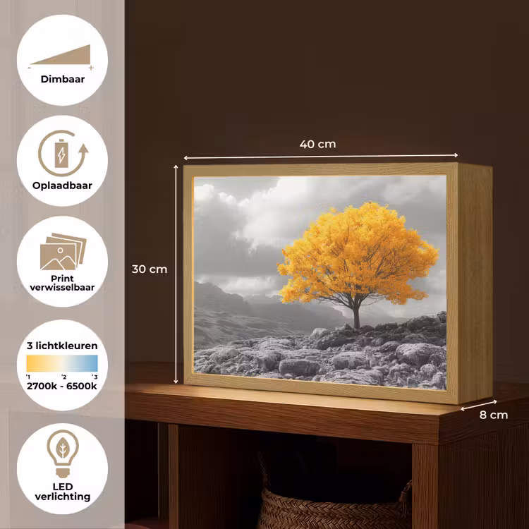 Lightbox - Wandlamp - Boom - Geel - Natuur - Zwart wit — 10