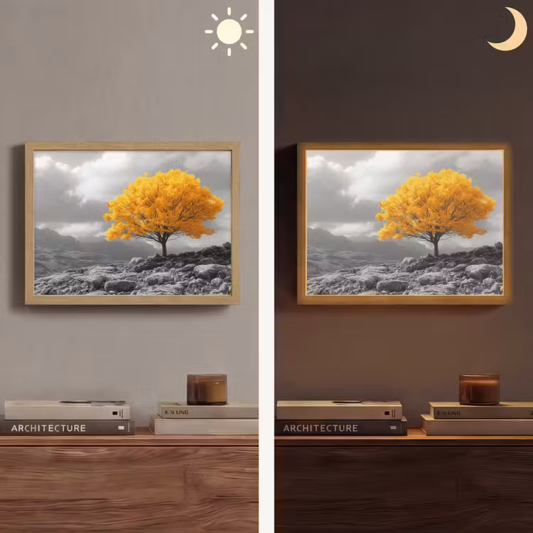 Lightbox - Wandlamp - Boom - Geel - Natuur - Zwart wit — 6