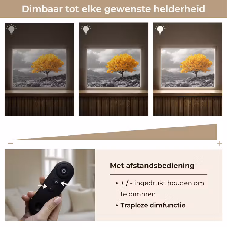 Lightbox - Wandlamp - Boom - Geel - Natuur - Zwart wit — 9