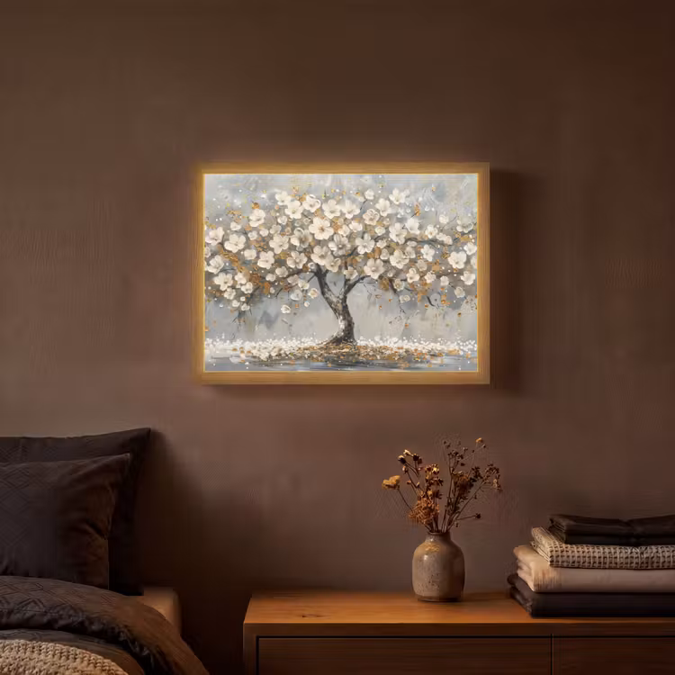 Lightbox - Wandlamp - Boom - Goud - Bloemen - Abstract - Kunst — 3
