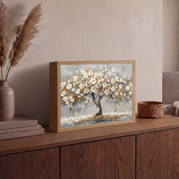 Lightbox - Wandlamp - Boom - Goud - Bloemen - Abstract - Kunst — 4
