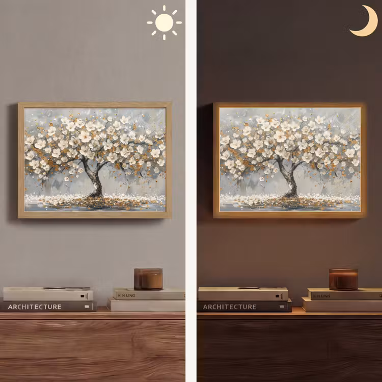 Lightbox - Wandlamp - Boom - Goud - Bloemen - Abstract - Kunst — 6