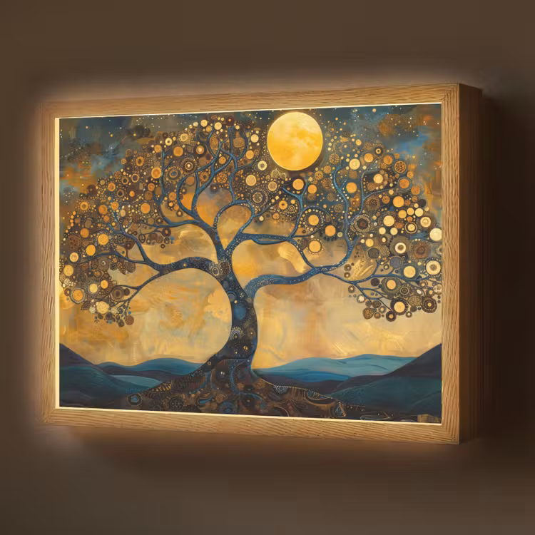 Lightbox - Wandlamp - Boom - Industrieel - Abstract - Geel — 1