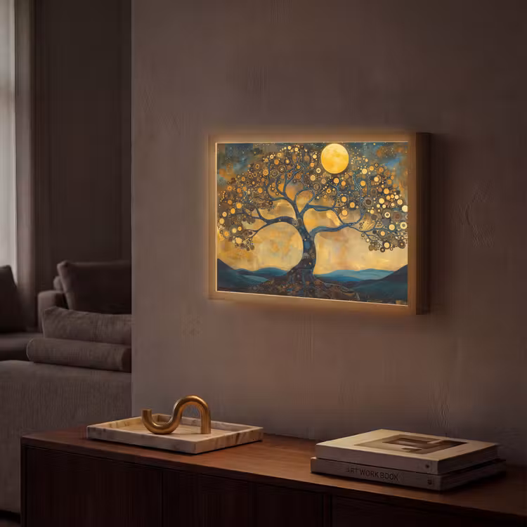 Lightbox - Wandlamp - Boom - Industrieel - Abstract - Geel — 2
