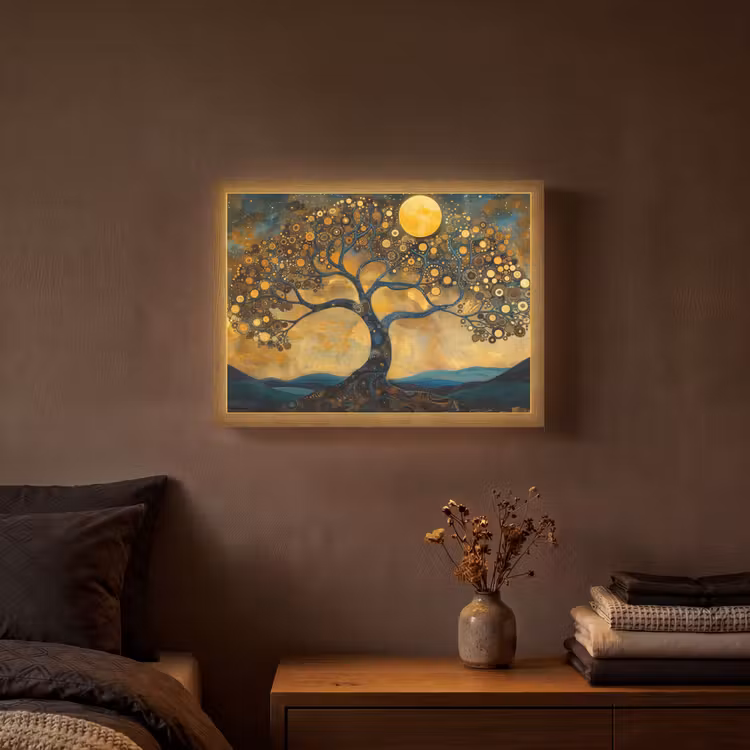Lightbox - Wandlamp - Boom - Industrieel - Abstract - Geel — 3