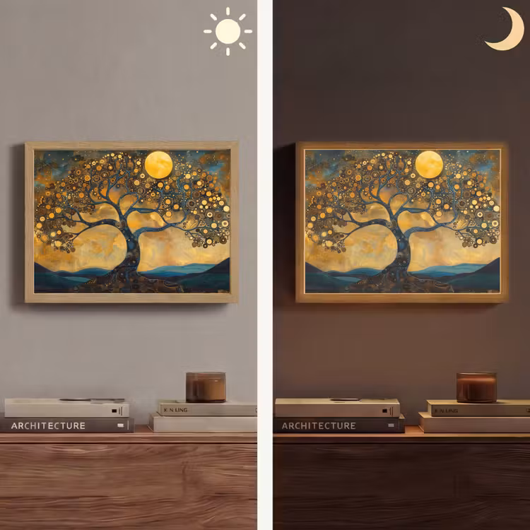 Lightbox - Wandlamp - Boom - Industrieel - Abstract - Geel — 6