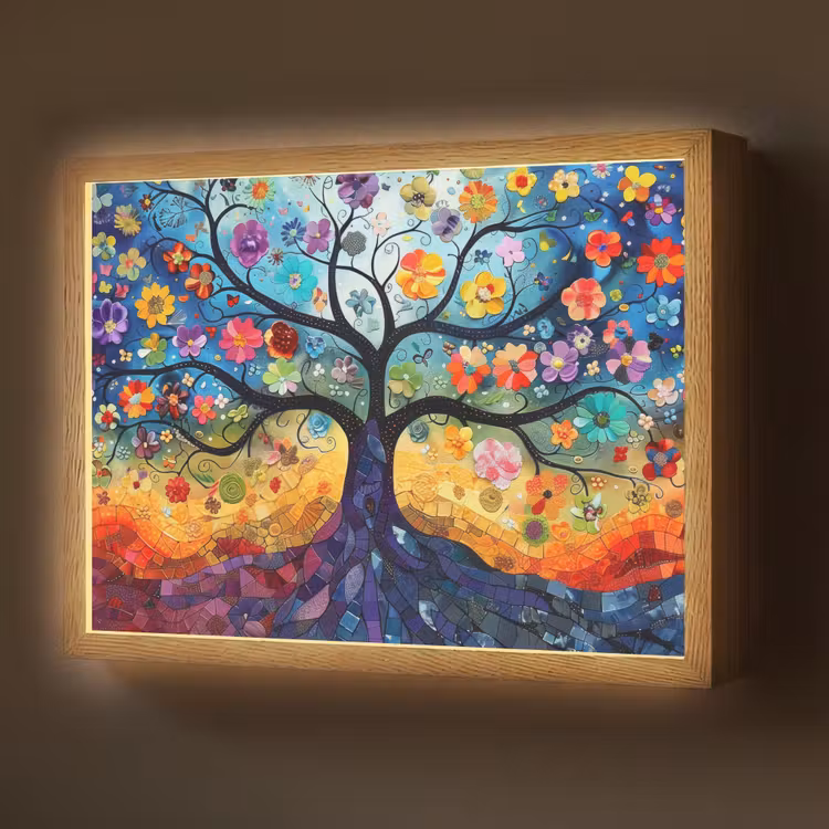 Lightbox - Wandlamp - Boom - Kleurrijk - Bloemen - Kunst - Abstract — 1