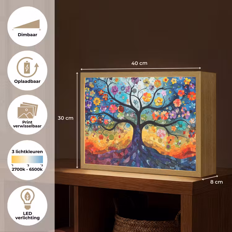 Lightbox - Wandlamp - Boom - Kleurrijk - Bloemen - Kunst - Abstract — 10