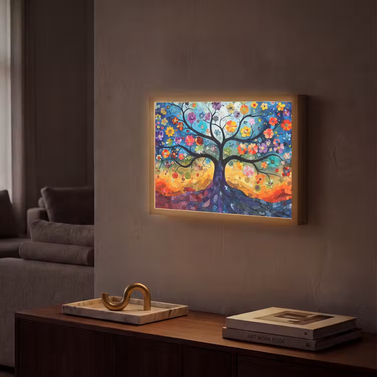 Lightbox - Wandlamp - Boom - Kleurrijk - Bloemen - Kunst - Abstract — 2