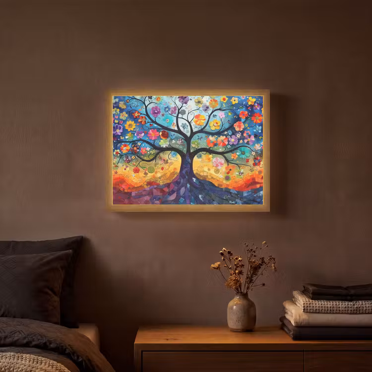 Lightbox - Wandlamp - Boom - Kleurrijk - Bloemen - Kunst - Abstract — 3