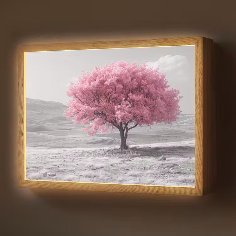 Lightbox - Wandlamp - Boom - Natuur - Roze - Zwart wit — 1