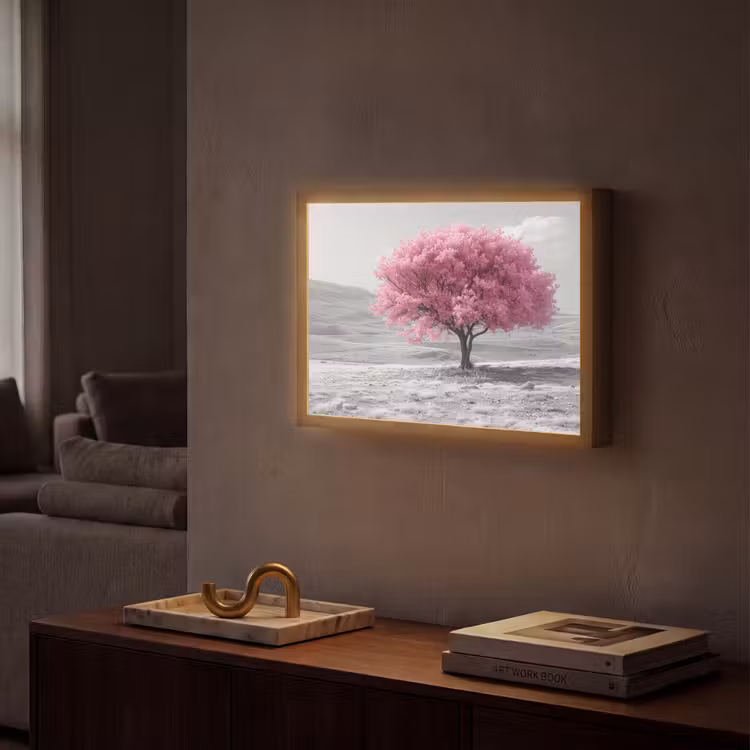 Lightbox - Wandlamp - Boom - Natuur - Roze - Zwart wit — 2