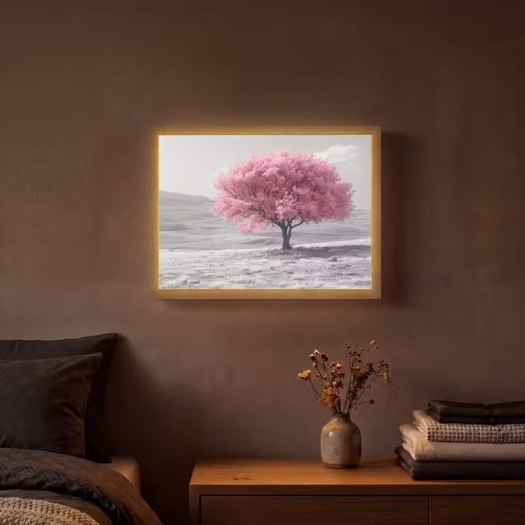Lightbox - Wandlamp - Boom - Natuur - Roze - Zwart wit — 3