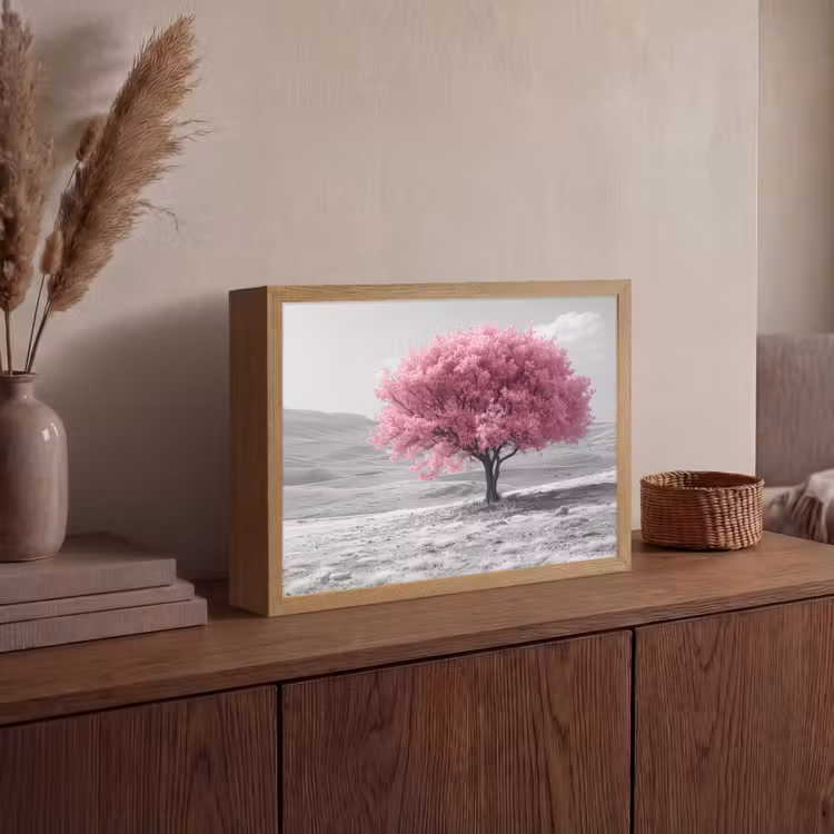 Lightbox - Wandlamp - Boom - Natuur - Roze - Zwart wit — 4