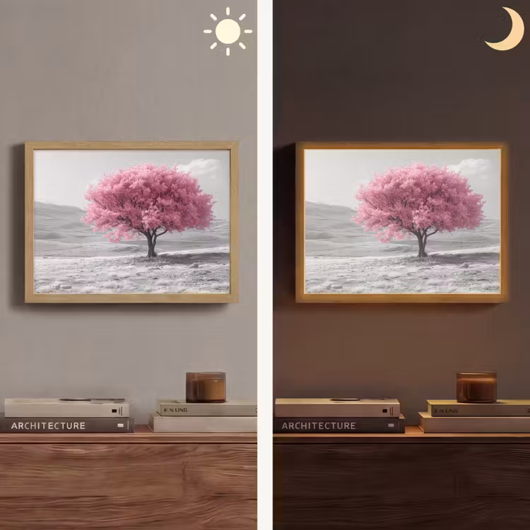 Lightbox - Wandlamp - Boom - Natuur - Roze - Zwart wit — 6