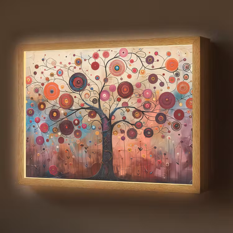 Lightbox - Wandlamp - Boom - Paars - Abstract - Kunst — 1