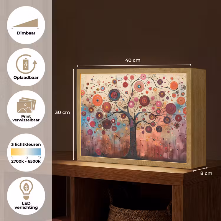 Lightbox - Wandlamp - Boom - Paars - Abstract - Kunst — 10