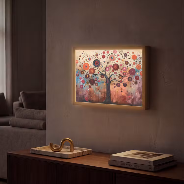 Lightbox - Wandlamp - Boom - Paars - Abstract - Kunst — 2