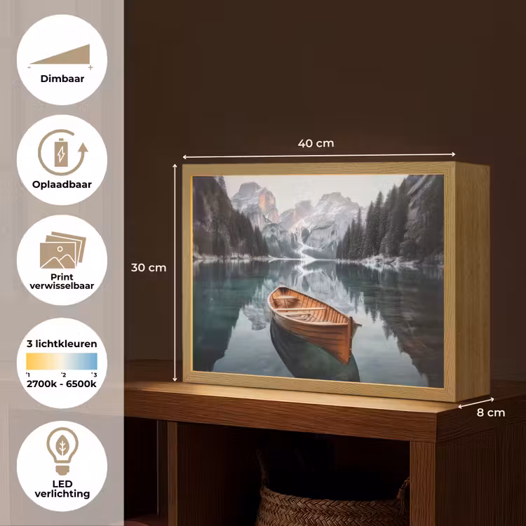 Lightbox - Wandlamp - Boot - Bergen - Natuur - Water — 10