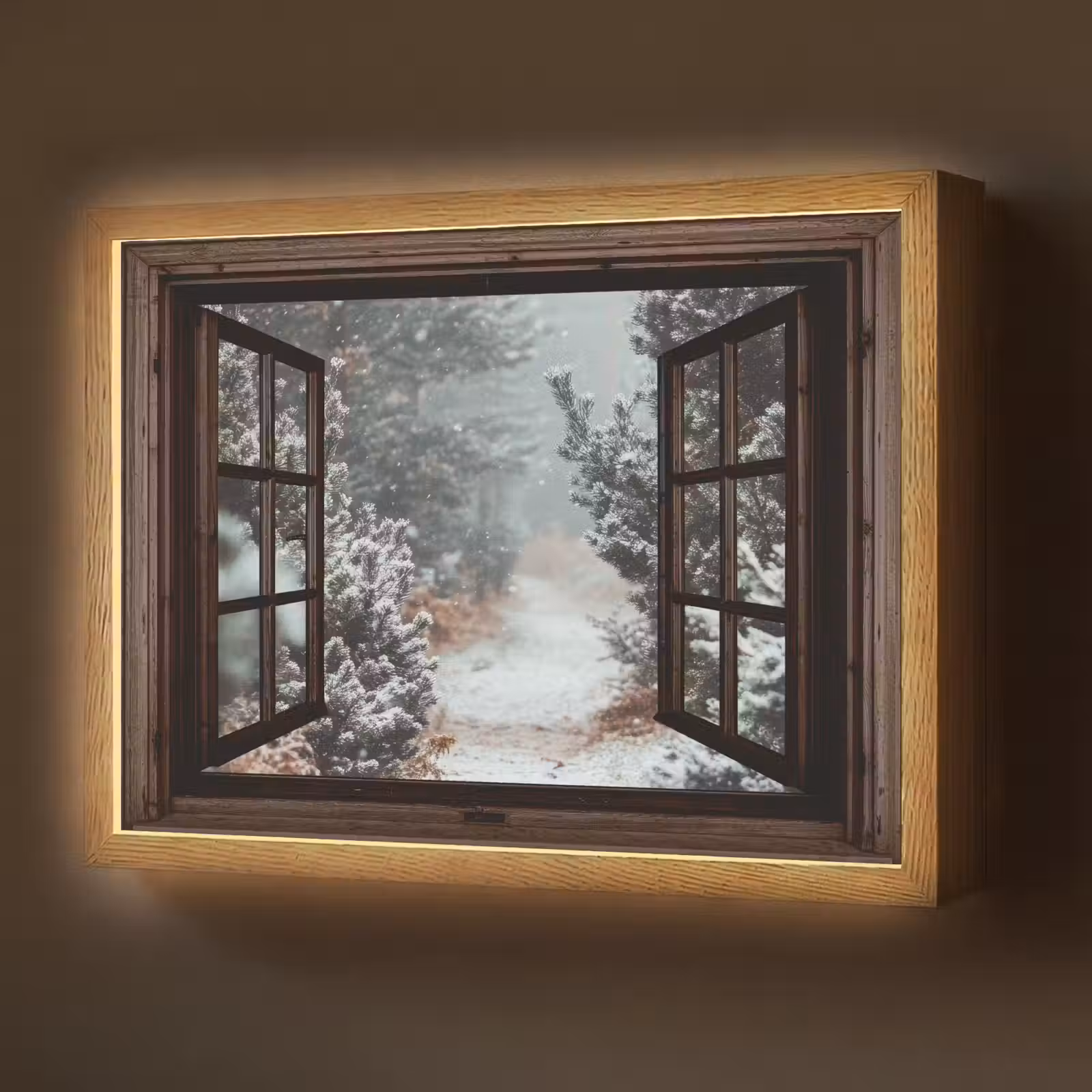 Lightbox - Wandlamp - Bos - Winter - Bomen - Natuur - Pad - Doorkijk — 1