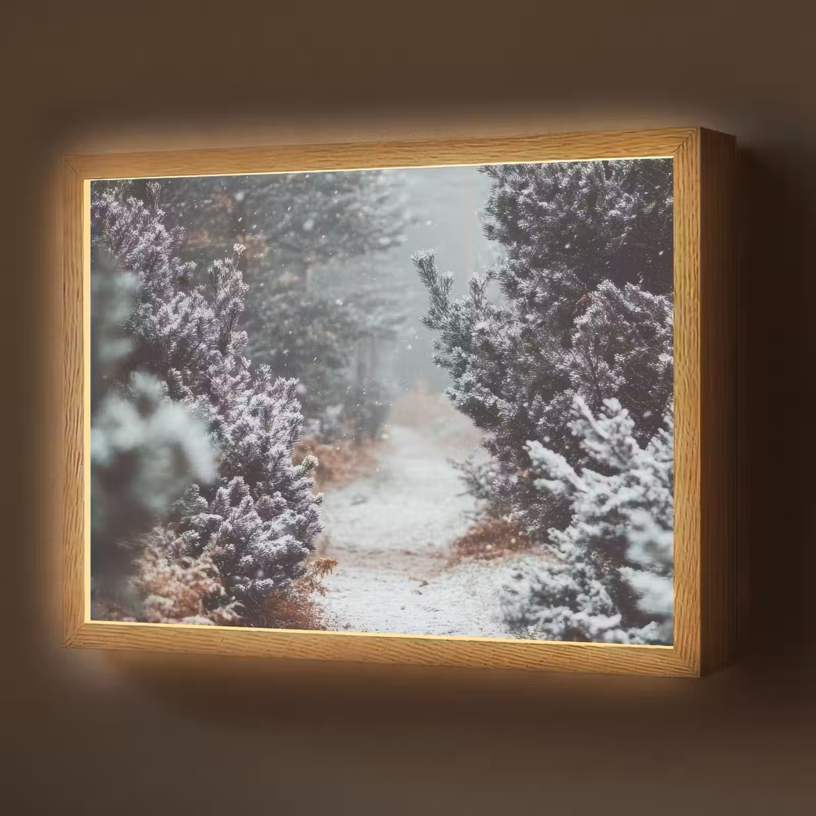 Lightbox - Wandlamp - Bos - Winter - Bomen - Natuur - Pad - Sneeuw — 1