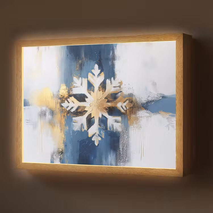 Lightbox - Wandlamp - Abstract - Winter - Sneeuwvlok - Sneeuw - Goud — 1