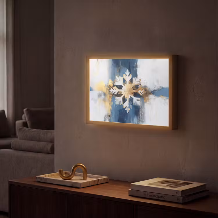 Lightbox - Wandlamp - Abstract - Winter - Sneeuwvlok - Sneeuw - Goud — 2