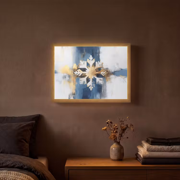 Lightbox - Wandlamp - Abstract - Winter - Sneeuwvlok - Sneeuw - Goud — 3