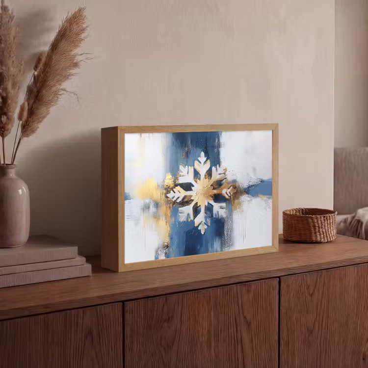 Lightbox - Wandlamp - Abstract - Winter - Sneeuwvlok - Sneeuw - Goud — 4