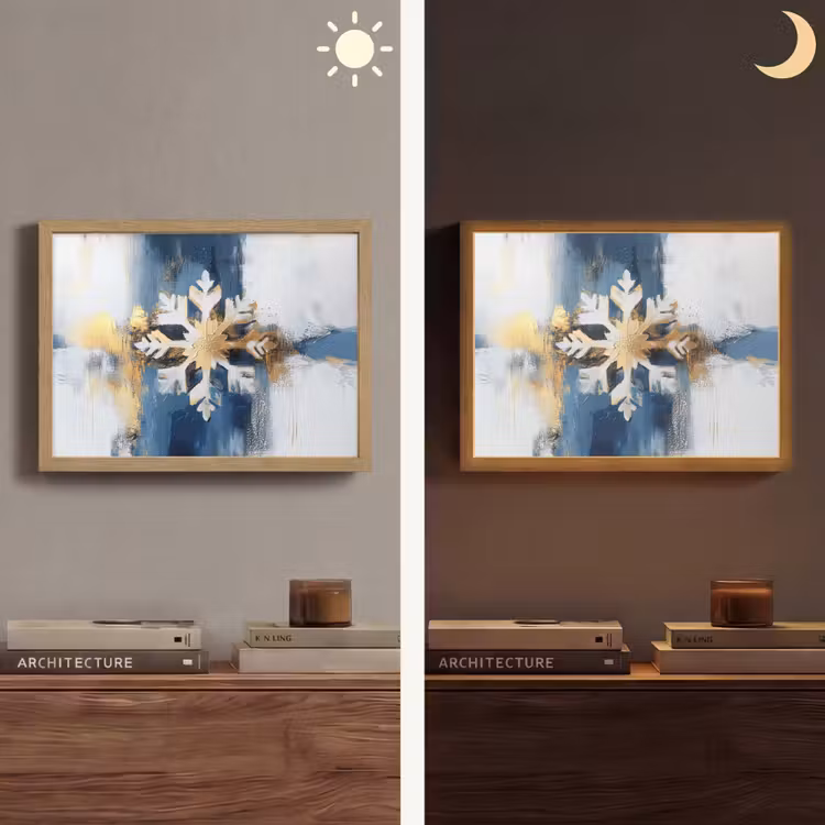 Lightbox - Wandlamp - Abstract - Winter - Sneeuwvlok - Sneeuw - Goud — 6