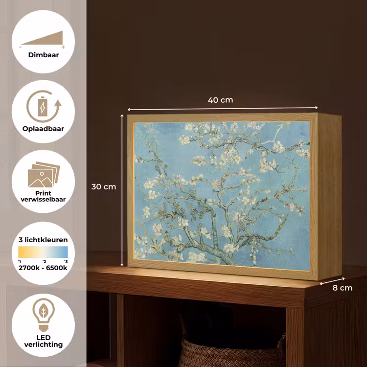 Lightbox - Wandlamp - Amandelbloesem - Van Gogh - Kunst - Bloemen — 10