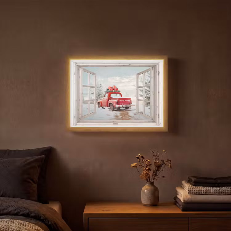 Lightbox - Wandlamp - Auto - Rood - Cadeaus - Winter - Kerst - Doorkijk - Wit — 3