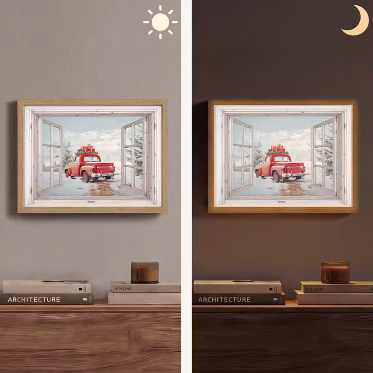 Lightbox - Wandlamp - Auto - Rood - Cadeaus - Winter - Kerst - Doorkijk - Wit — 6
