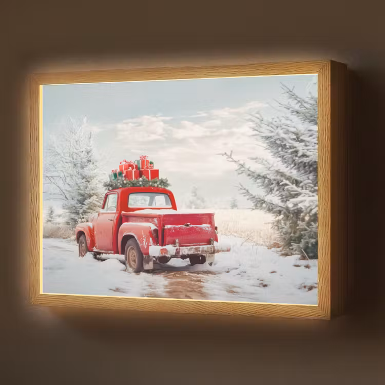 Lightbox - Wandlamp - Auto - Rood - Cadeaus - Winter - Sneeuw - Kerst — 1