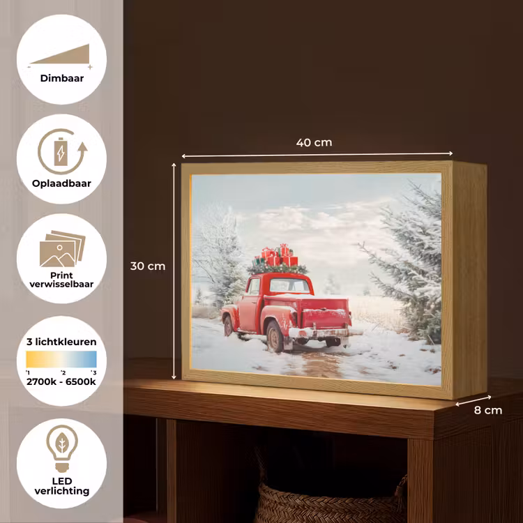 Lightbox - Wandlamp - Auto - Rood - Cadeaus - Winter - Sneeuw - Kerst — 10