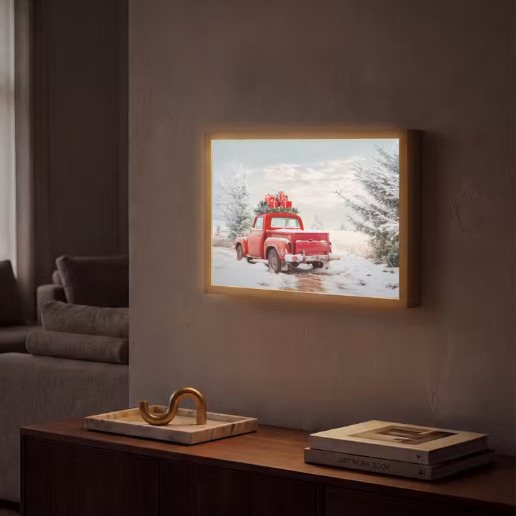 Lightbox - Wandlamp - Auto - Rood - Cadeaus - Winter - Sneeuw - Kerst — 2