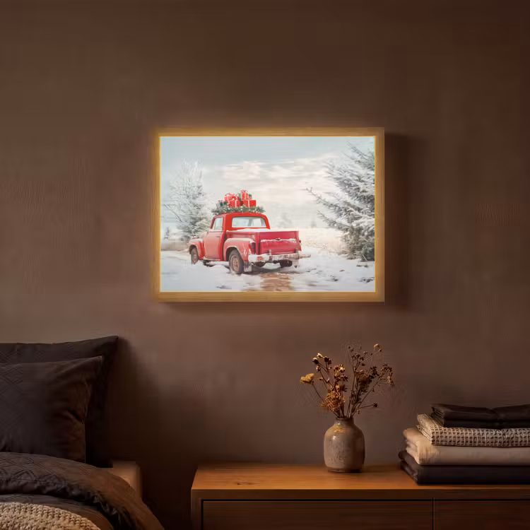 Lightbox - Wandlamp - Auto - Rood - Cadeaus - Winter - Sneeuw - Kerst — 3