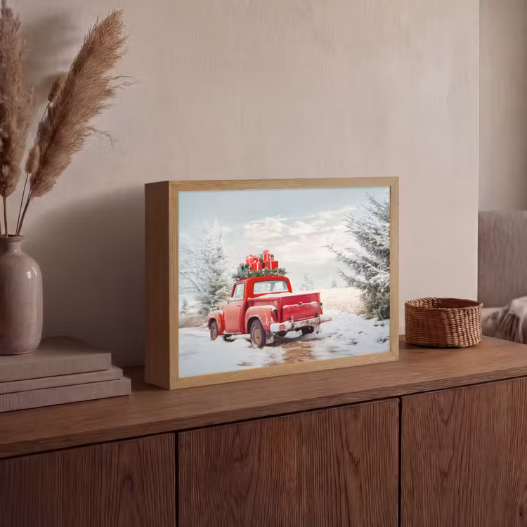 Lightbox - Wandlamp - Auto - Rood - Cadeaus - Winter - Sneeuw - Kerst — 4
