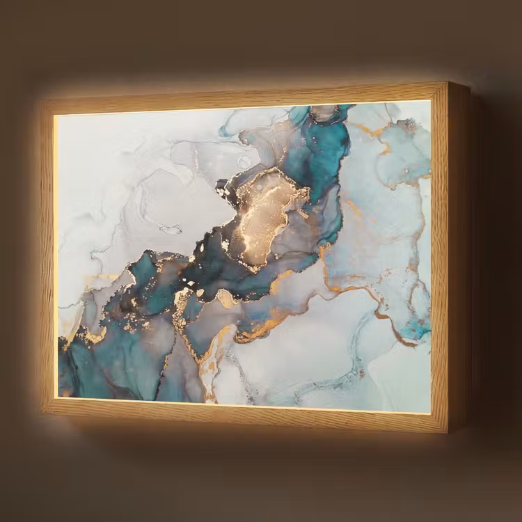 Lightbox - Wandlamp - Blauw - Marmer - Goud — 1