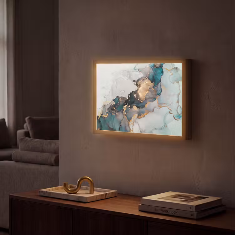 Lightbox - Wandlamp - Blauw - Marmer - Goud — 2