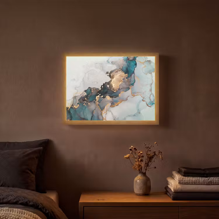 Lightbox - Wandlamp - Blauw - Marmer - Goud — 3