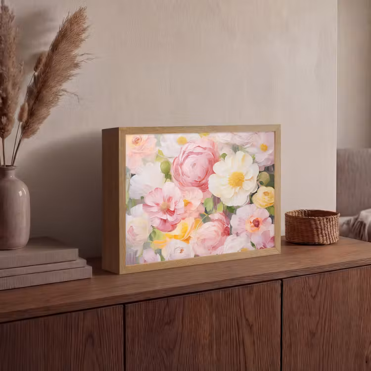 Lightbox - Wandlamp - Bloemen - Roze - Botanisch - Kunst - Acrylverf — 4