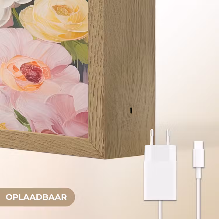 Lightbox - Wandlamp - Bloemen - Roze - Botanisch - Kunst - Acrylverf — 7
