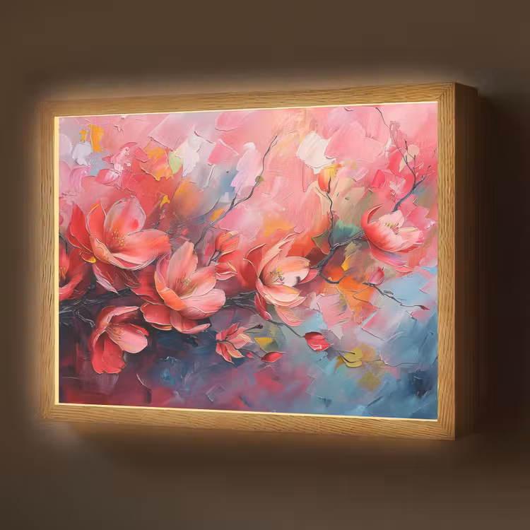 Lightbox - Wandlamp - Bloemen - Roze - Natuur- Kunst - Abstract — 1